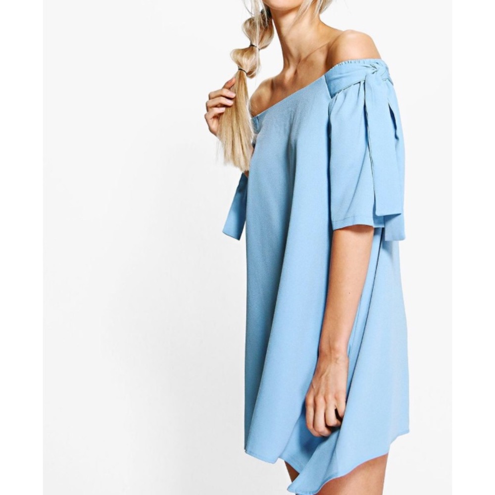 Boohoo off the shoulder mini dress